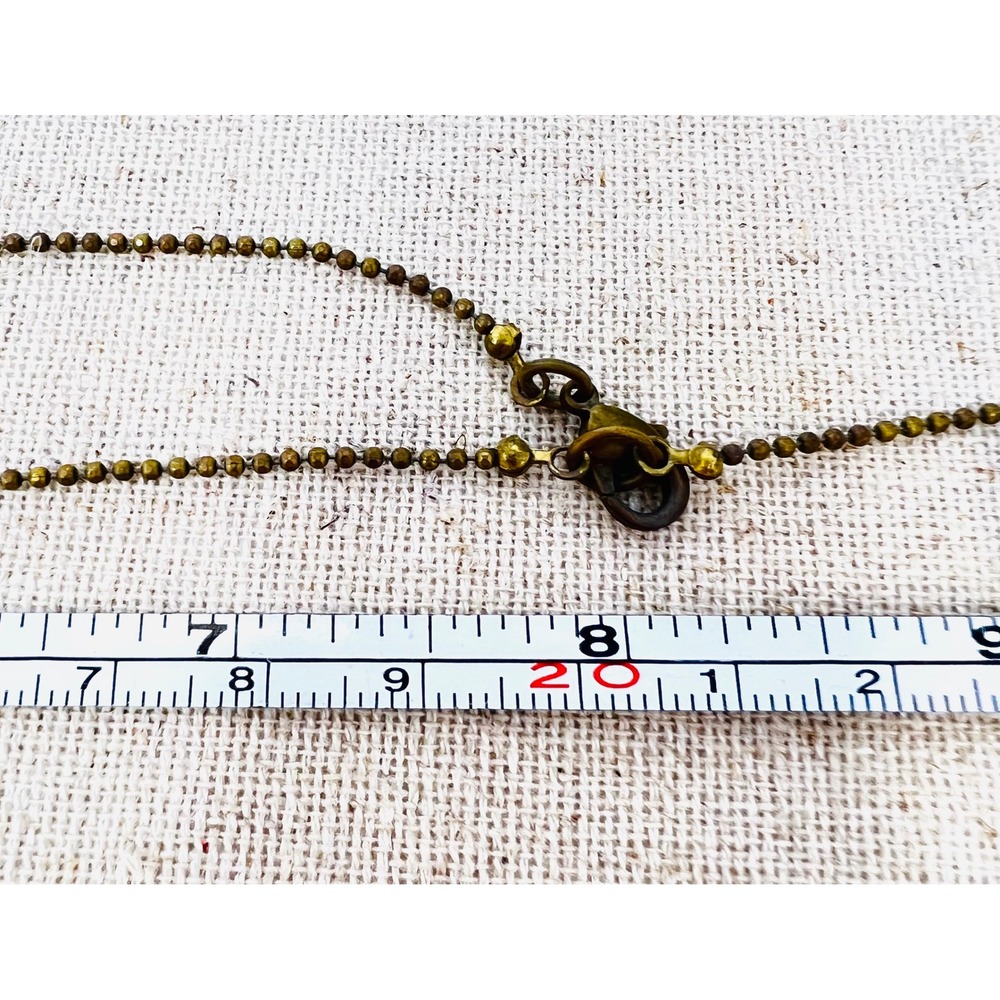 Michal Negrin Vintage Floral Crystal Drop Necklace Antiqued Brass Amber Glass - Picture 8 of 8